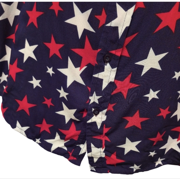 EIGTH AVENUE Mens Casual Red White And Blue Stars Button Down Shirt Size Large - Picture 4 of 10